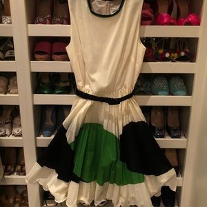 New with tags Milly green and navy Sleeveless summer Dress w/Belt